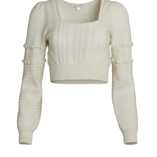 Jonathan Simkhai Square-Neck Cropped Long-Sleeve Sweater