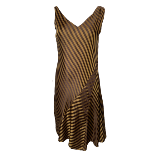 Tocca Black and Gold Striped Dress