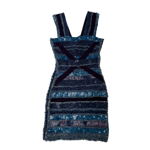 Herve Leger Denim Batik Bandage Dress