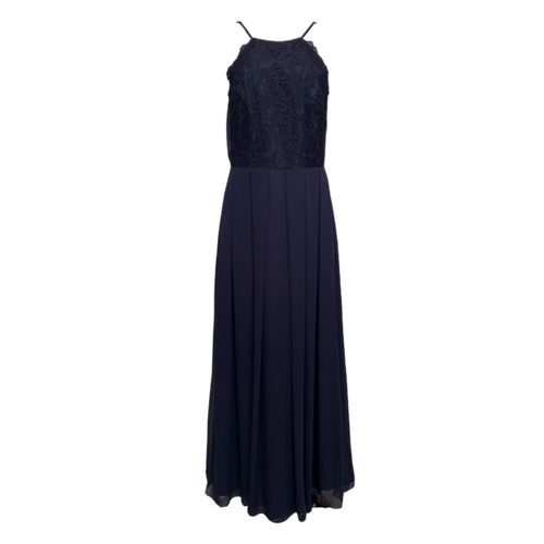 Lela Rose Marquis Chiffon Halter Gown in "Midnight"