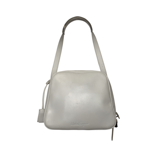 Salvatore Ferragamo White Leather Cube Bag