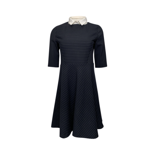 Claudie Pierlot Navy "Rita" Pinstripe Dress w/ Detachable Collar