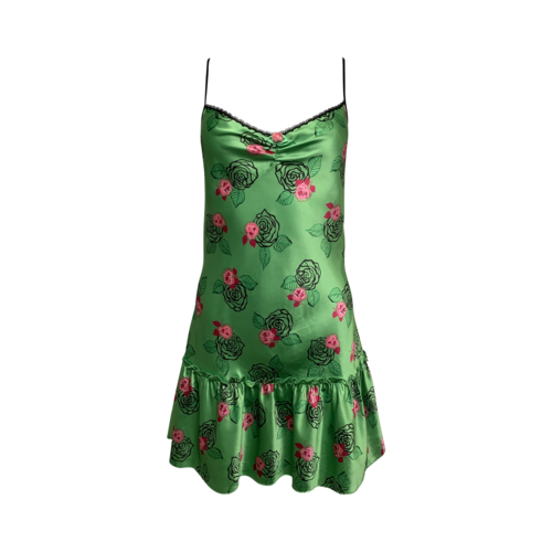 Betsey Johnson Green Rose Motif Dress