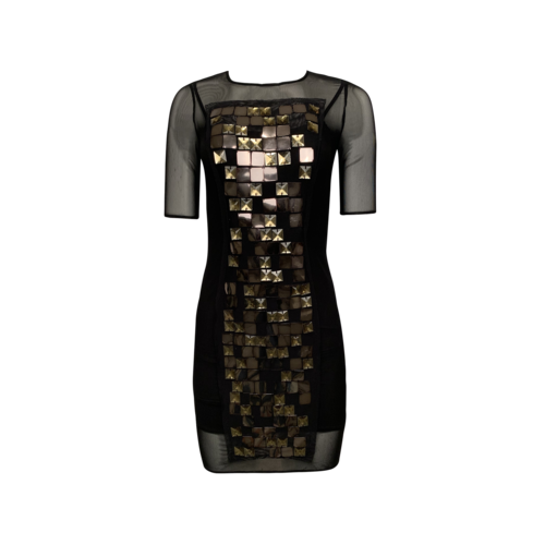 Milly Sheer Black Dress w/ Embellishments