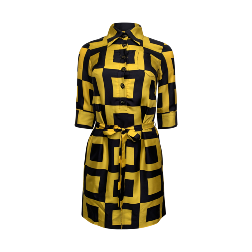 Milly Black and Yellow Geometric Print Dress