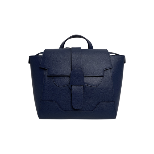 Senreve Blue Midi Maestra Convertible Textured-Leather Shoulder Bag