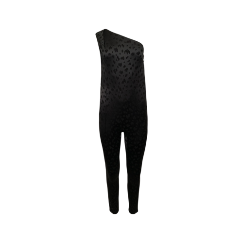 Veronica Beard Black Leopard Print One-Shoulder Jumpsuit