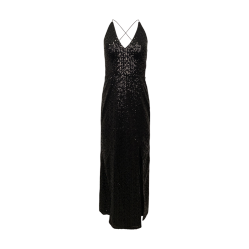 Aidan Mattox Black Sequin Gown w/ Front Slit
