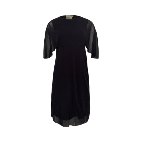 Fuzzi Black Sheer Capelet Dress