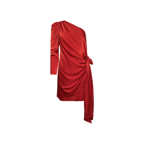 Aidan Mattox Red Draped One- Shoulder Dress