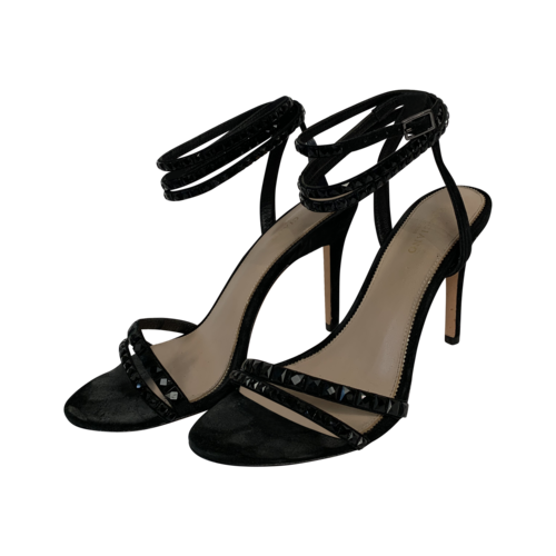 Marciano Black “Gemma” Embellished Heeled Sandal