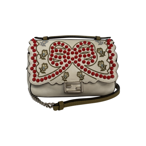 Fendi Vitello Dolce Flowers and Bows Micro Double Baguette Bag