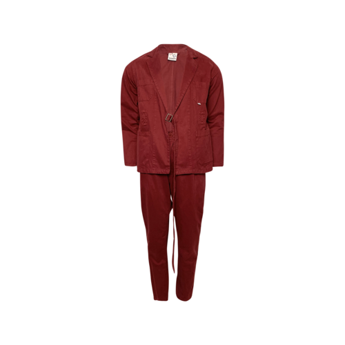 Bonne Amsterdam Red 2-Piece Belted Cotton Jacket and Pants Set