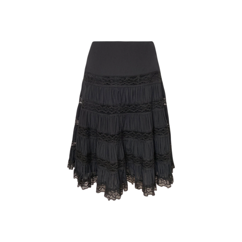 Nanette Lepore Black Lace Tiered Skirt