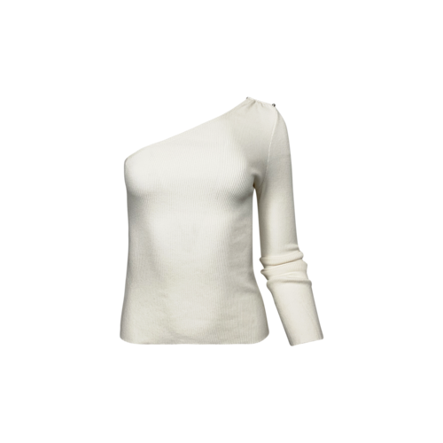 The Range White Barbell One-Shoulder Top