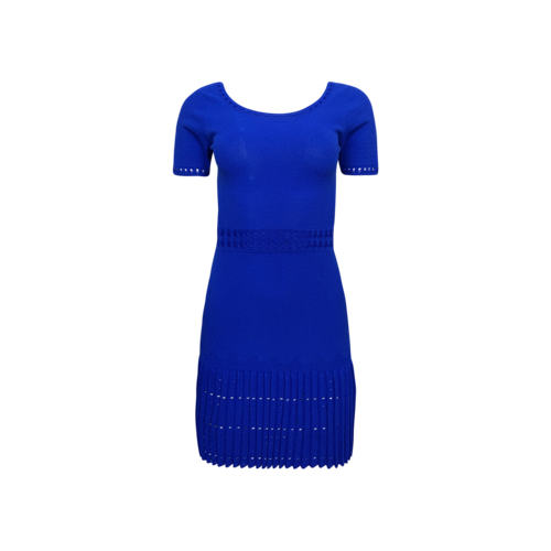 Sandro Paris Royal Blue Knit Dress w/ Eyelet Trim Detail
