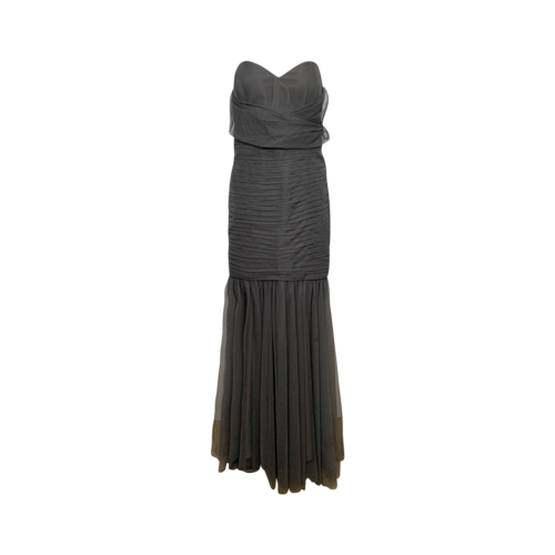 Amsale Charcoal Grey Strapless Bridesmaid Dress w/ Mermaid Skirt
