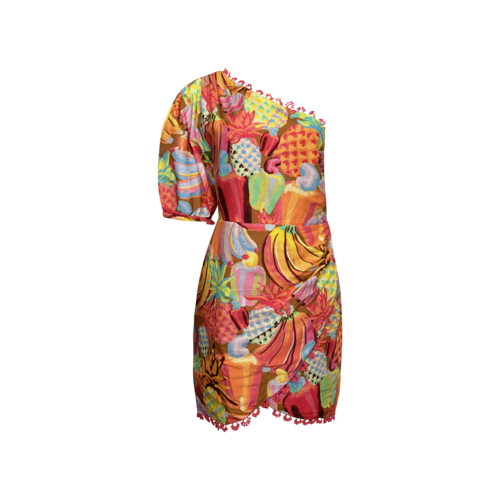 Farm Rio One-Shoulder "Fruit Salad" Mini Dress