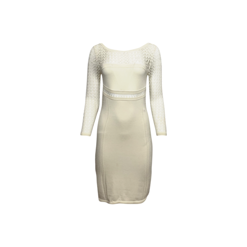 Catherine Malandrino Cream Fishnet Body-Con Dress