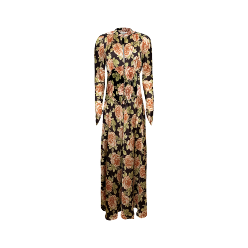 Paco Rabanne Long Floral Printed Satin Dress