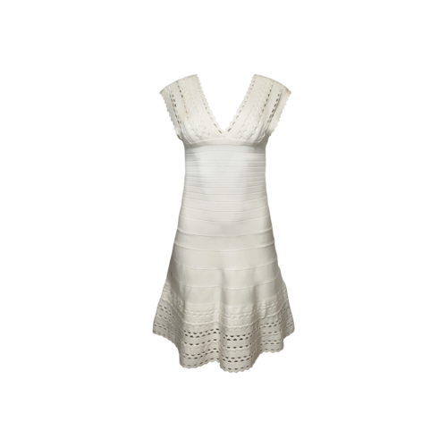 Herve Leger White "Karolina" A-Line Bandage Dress