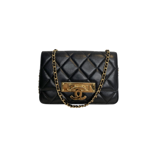 CHANEL Black Quilted Wallet-on-Chain Bag