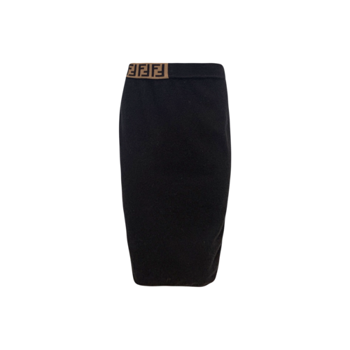 Fendi Black Logo Stretch Pencil Skirt