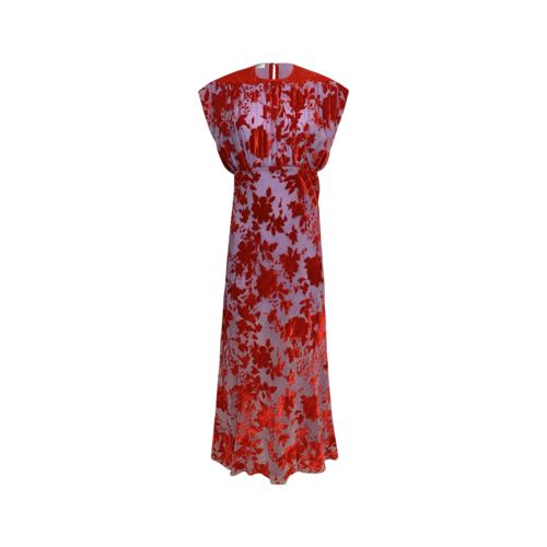 Philosophy di Lorenzo Serafini Red Velvet Floral Print Gown