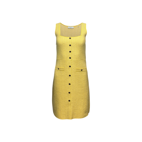 Sandro Paris Yellow “Canelle” Sleeveless Tweed Mini Dress