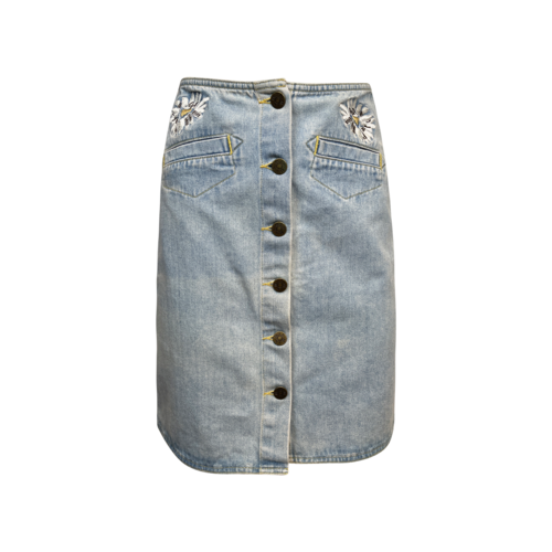 M.i.h Jeans Denim Skirt w Front buttons & Floral Embroidery