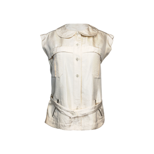 CHANEL Vintage Chanel silk ivory belted top