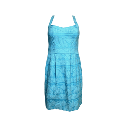 Nanette Lepore Aqua Blue Textured Sleeveless Dress