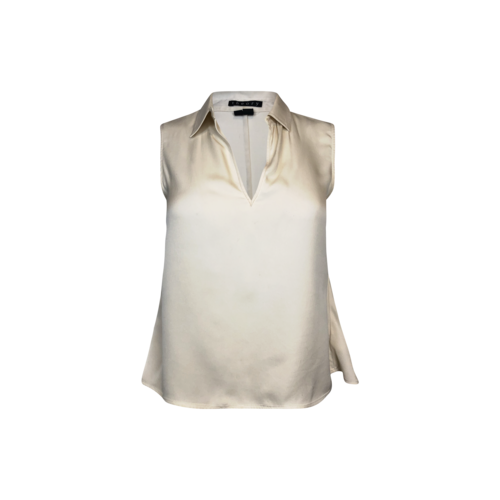 Theory Ivory Silk Blouse with Lapel
