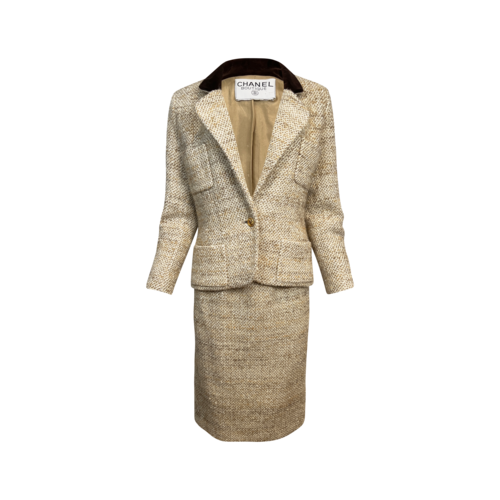 CHANEL Vintage wool beige suit set