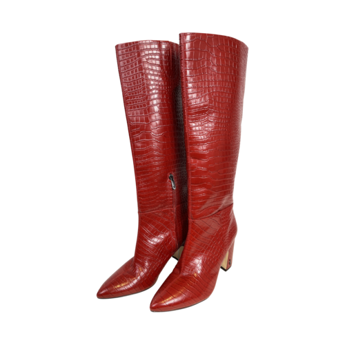 Sam Edelman Red knee high faux crocodile leather heeled boots