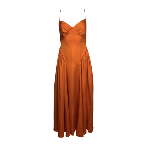 Self-Portrait Burnt Orange Tie Bodice Dress
