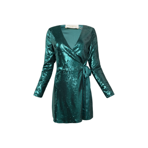 Ramy Brook Green Wrap Sequin Mini Dress