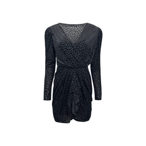 Bailey44 Black long sleeve, leopard mesh and velvet mini dress