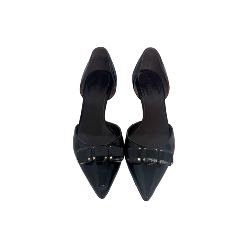 Max Mara Black Jeweled Pointed Toe Kitten Heels