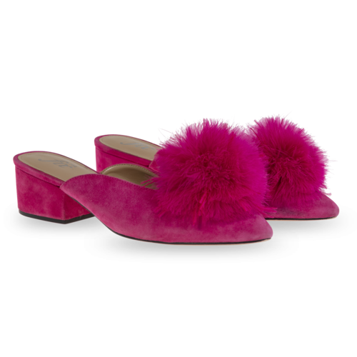 The Fix Pink Mules With Pom Pom