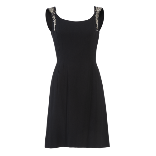 Mr. Blackwell Vintage Mr. Blackwell Sleeveless Panel-Stitched Dress with Crystals